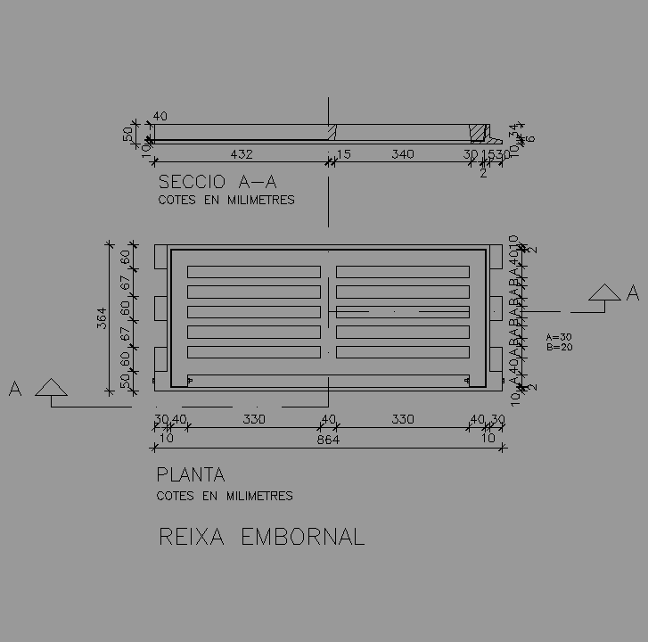 Bloque Autocad Reja rectangular